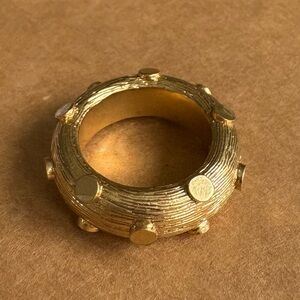 Lulu Frost Textured Gold Polka Dot Studded Ring Sz 7